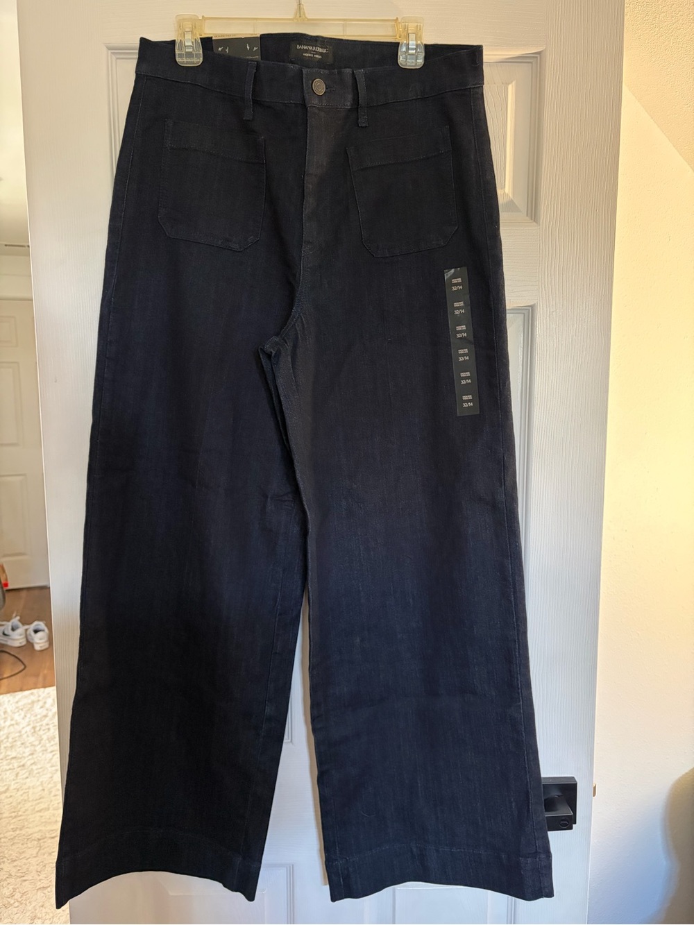 Banana Republic High-Rise Wide-Leg Jeans in Dark Navy